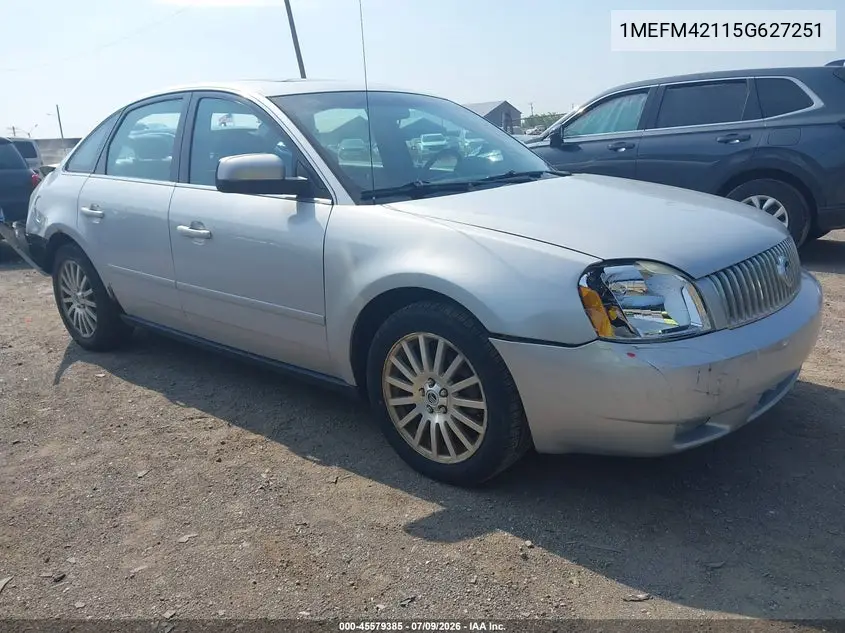 2005 Mercury Montego Premier VIN: 1MEFM42115G627251 Lot: 45579385