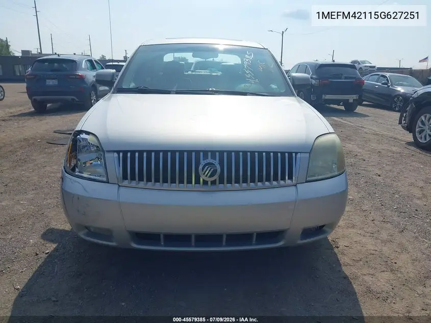 2005 Mercury Montego Premier VIN: 1MEFM42115G627251 Lot: 45579385