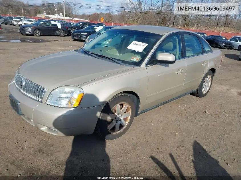2006 Mercury Montego Luxury VIN: 1MEFM40136G609497 Lot: 43810275