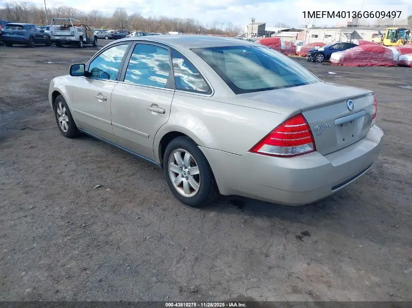 2006 Mercury Montego Luxury VIN: 1MEFM40136G609497 Lot: 43810275