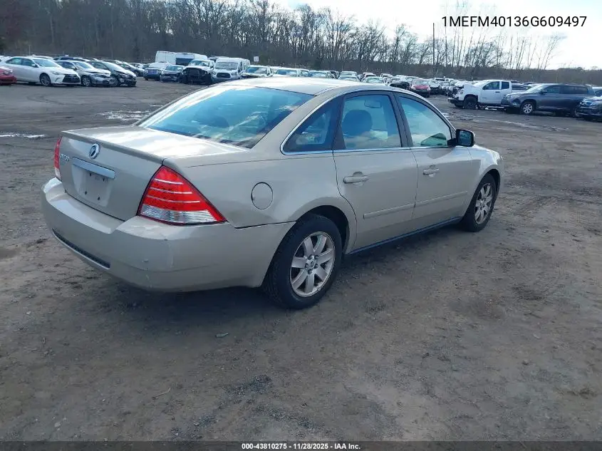 2006 Mercury Montego Luxury VIN: 1MEFM40136G609497 Lot: 43810275