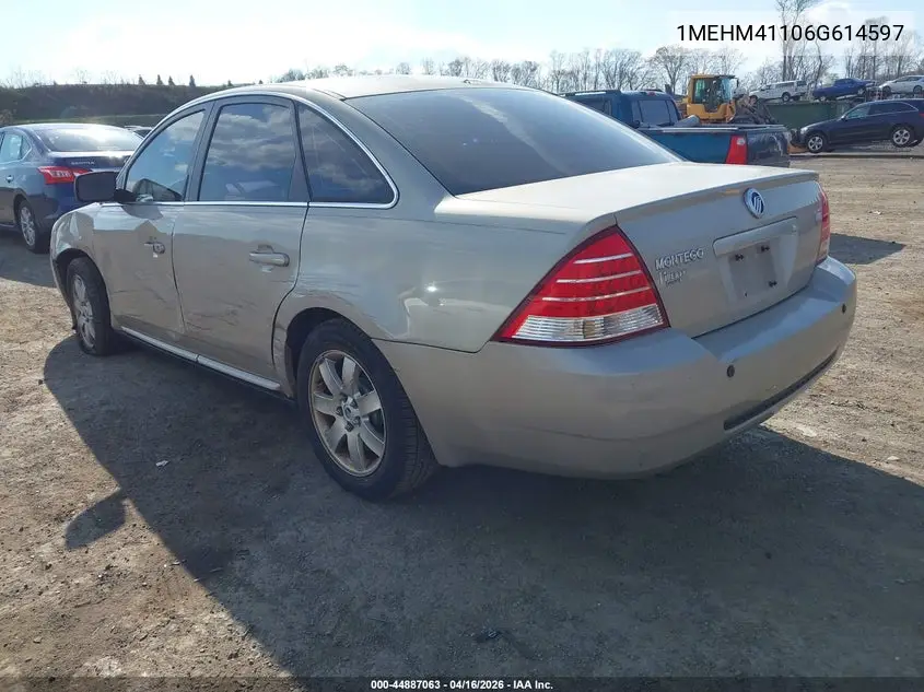2006 Mercury Montego Luxury VIN: 1MEHM41106G614597 Lot: 44887063