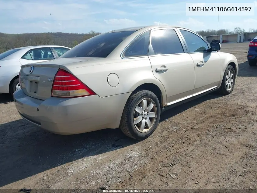 2006 Mercury Montego Luxury VIN: 1MEHM41106G614597 Lot: 44887063