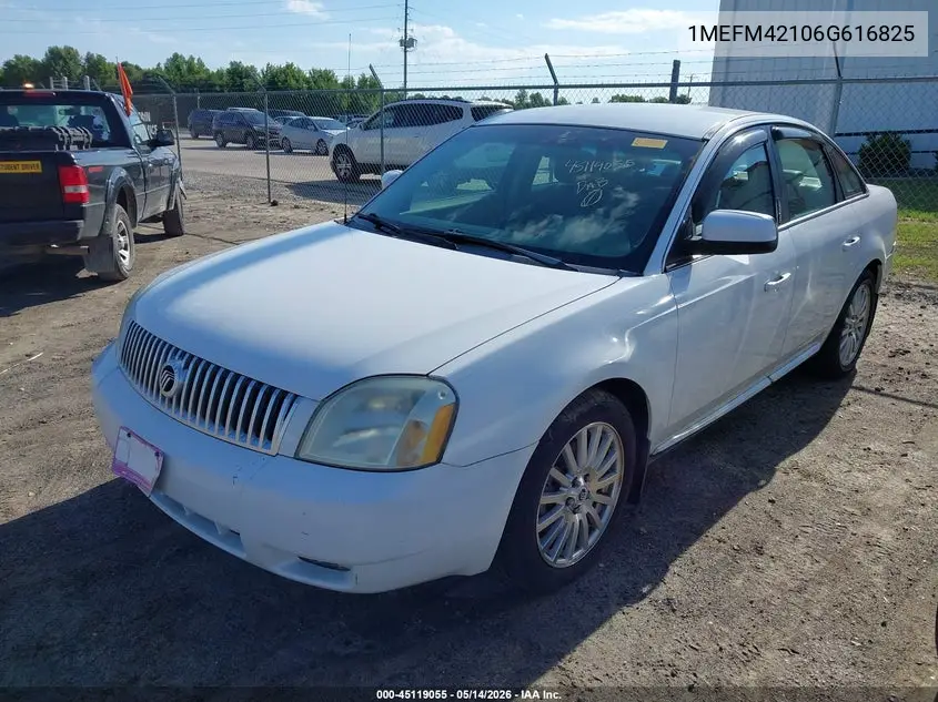 2006 Mercury Montego Premier VIN: 1MEFM42106G616825 Lot: 45119055