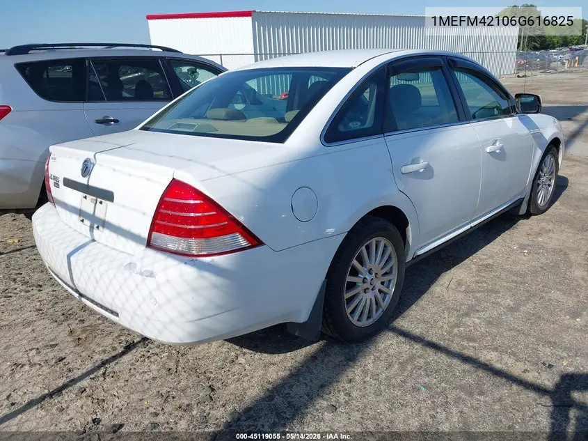 2006 Mercury Montego Premier VIN: 1MEFM42106G616825 Lot: 45119055