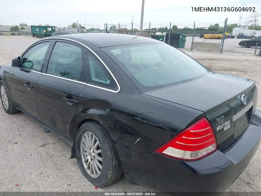 2006 Mercury Montego Premier VIN: 1MEHM43136G604692 Lot: 45183800