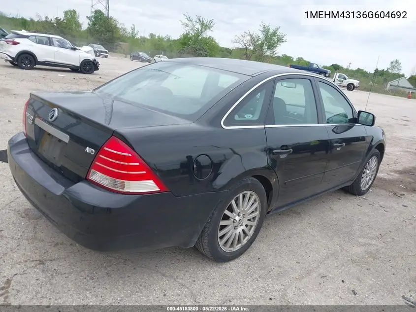 2006 Mercury Montego Premier VIN: 1MEHM43136G604692 Lot: 45183800