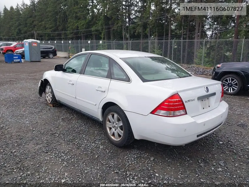 2006 Mercury Montego Luxury VIN: 1MEFM41116G607827 Lot: 45208460