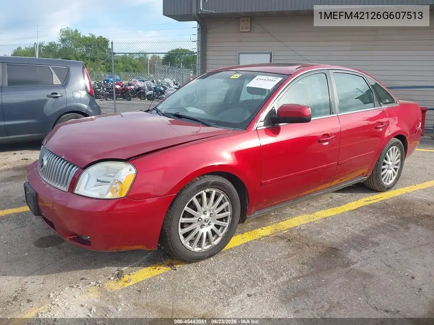 2006 Mercury Montego Premier VIN: 1MEFM42126G607513 Lot: 45442051