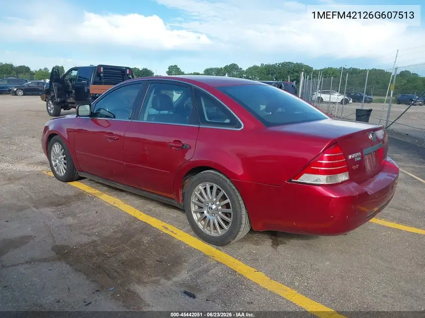 2006 Mercury Montego Premier VIN: 1MEFM42126G607513 Lot: 45442051