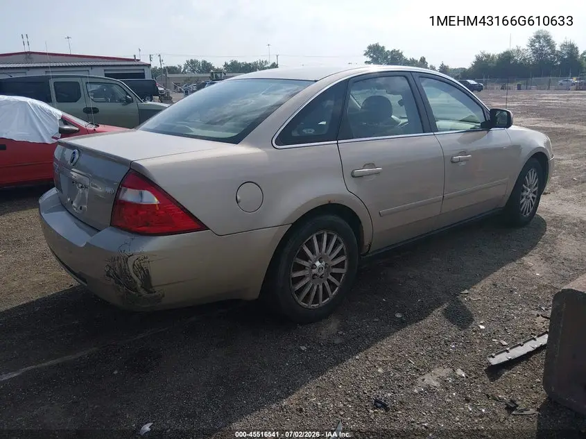 2006 Mercury Montego Premier VIN: 1MEHM43166G610633 Lot: 45516541