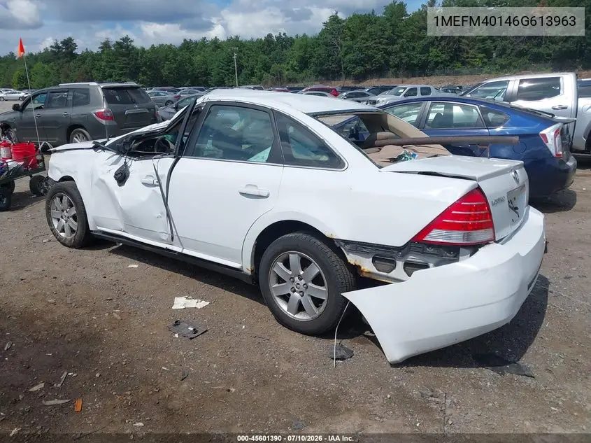 2006 Mercury Montego Luxury VIN: 1MEFM40146G613963 Lot: 45601390