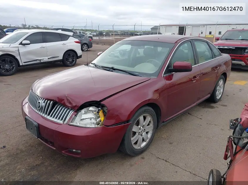 2007 Mercury Montego Luxury VIN: 1MEHM40167G612470 Lot: 45143050