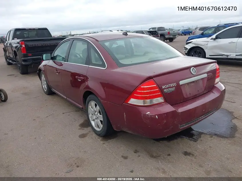 2007 Mercury Montego Luxury VIN: 1MEHM40167G612470 Lot: 45143050