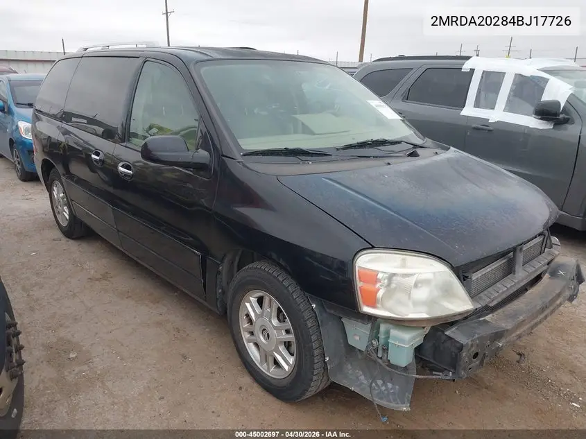 2004 Mercury Monterey VIN: 2MRDA20284BJ17726 Lot: 45002697