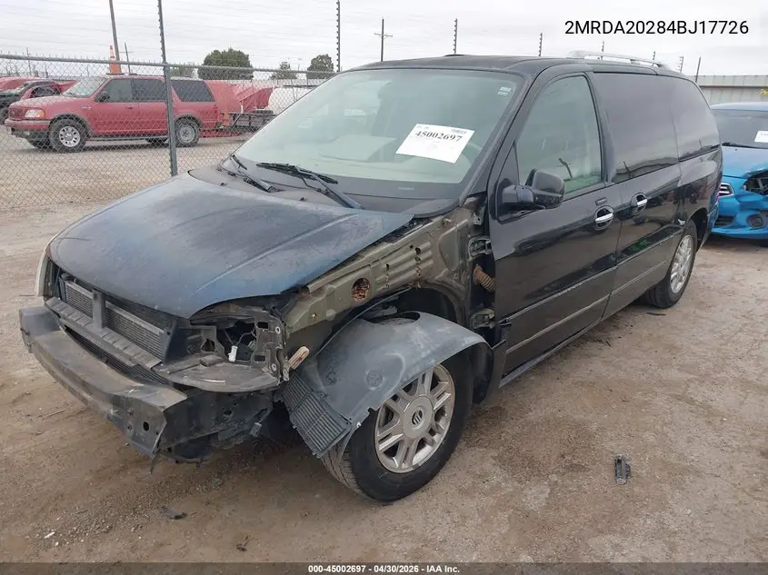 2004 Mercury Monterey VIN: 2MRDA20284BJ17726 Lot: 45002697