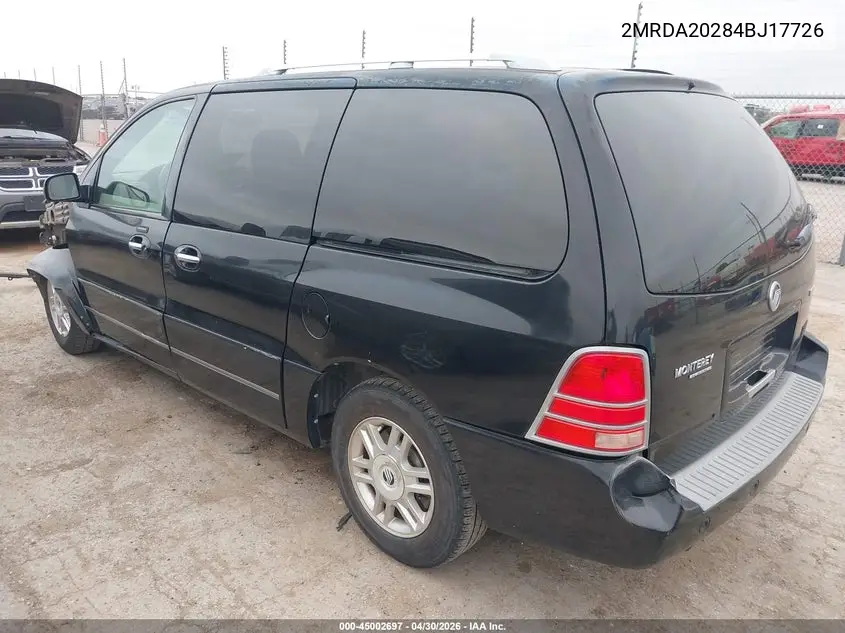 2004 Mercury Monterey VIN: 2MRDA20284BJ17726 Lot: 45002697