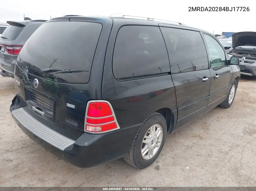 2004 Mercury Monterey VIN: 2MRDA20284BJ17726 Lot: 45002697