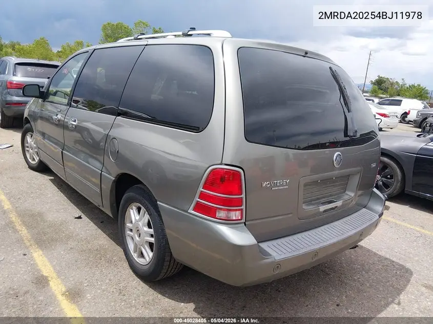 2004 Mercury Monterey VIN: 2MRDA20254BJ11978 Lot: 45028405
