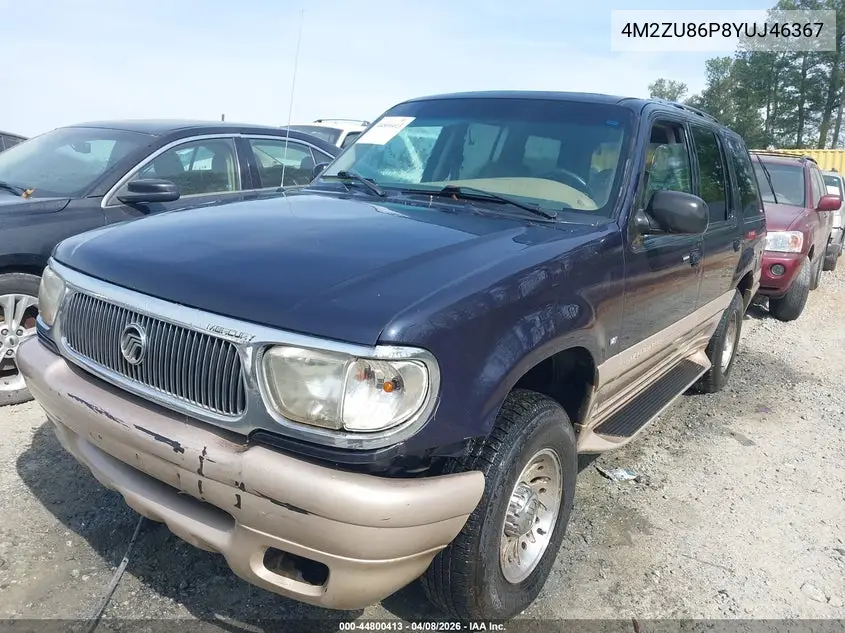 2000 Mercury Mountaineer VIN: 4M2ZU86P8YUJ46367 Lot: 44800413
