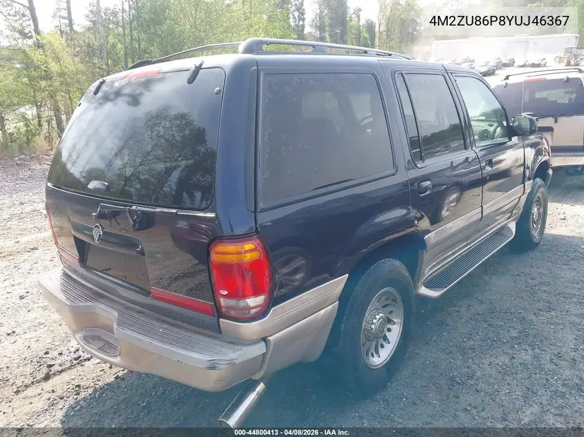 2000 Mercury Mountaineer VIN: 4M2ZU86P8YUJ46367 Lot: 44800413