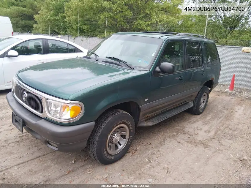 2000 Mercury Mountaineer VIN: 4M2DU86P6YUJ34700 Lot: 45158497