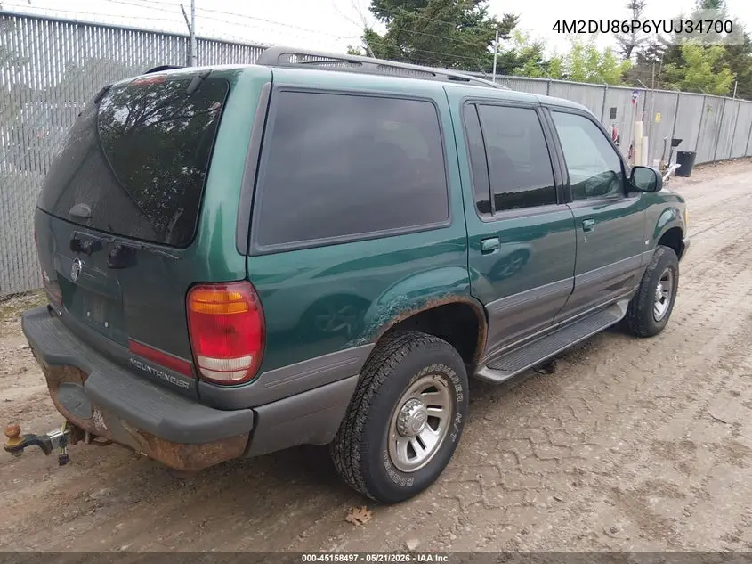 2000 Mercury Mountaineer VIN: 4M2DU86P6YUJ34700 Lot: 45158497