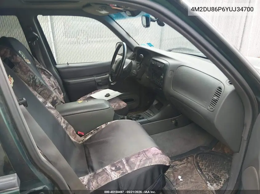 2000 Mercury Mountaineer VIN: 4M2DU86P6YUJ34700 Lot: 45158497