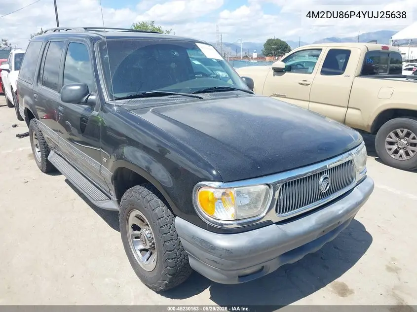 2000 Mercury Mountaineer VIN: 4M2DU86P4YUJ25638 Lot: 45230163