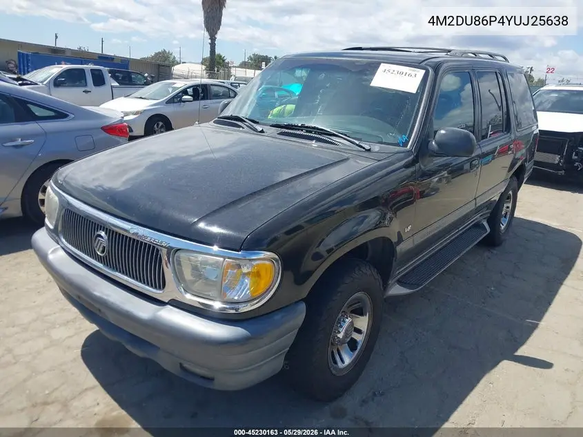 2000 Mercury Mountaineer VIN: 4M2DU86P4YUJ25638 Lot: 45230163