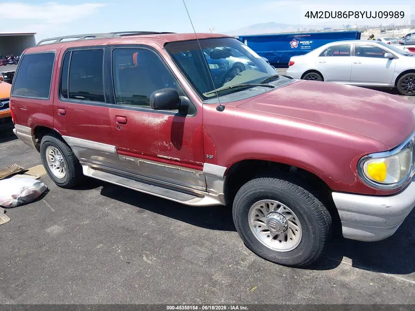 2000 Mercury Mountaineer VIN: 4M2DU86P8YUJ09989 Lot: 45358154