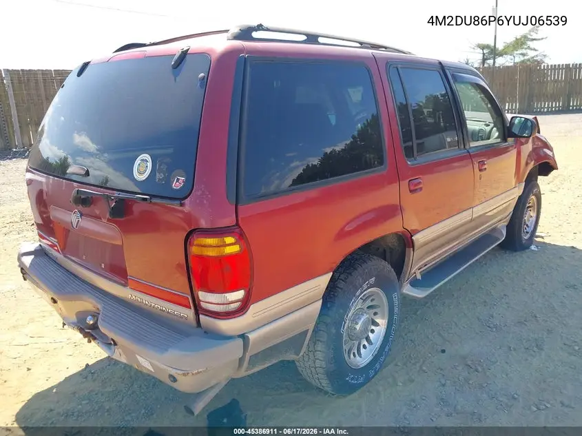 2000 Mercury Mountaineer VIN: 4M2DU86P6YUJ06539 Lot: 45386911
