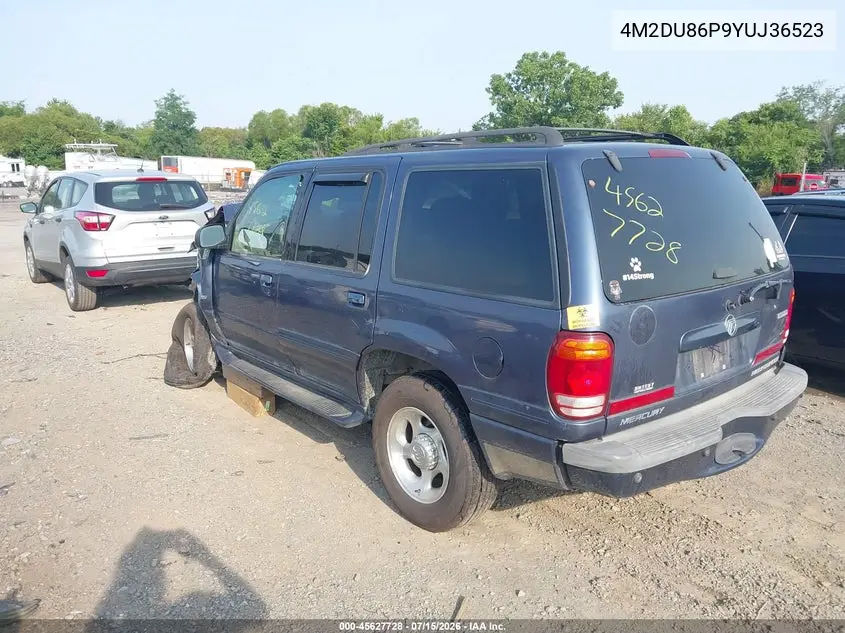 2000 Mercury Mountaineer VIN: 4M2DU86P9YUJ36523 Lot: 45627728