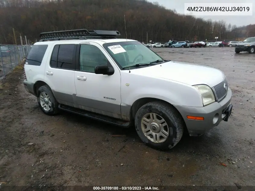2002 Mercury Mountaineer VIN: 4M2ZU86W42UJ34019 Lot: 35709180