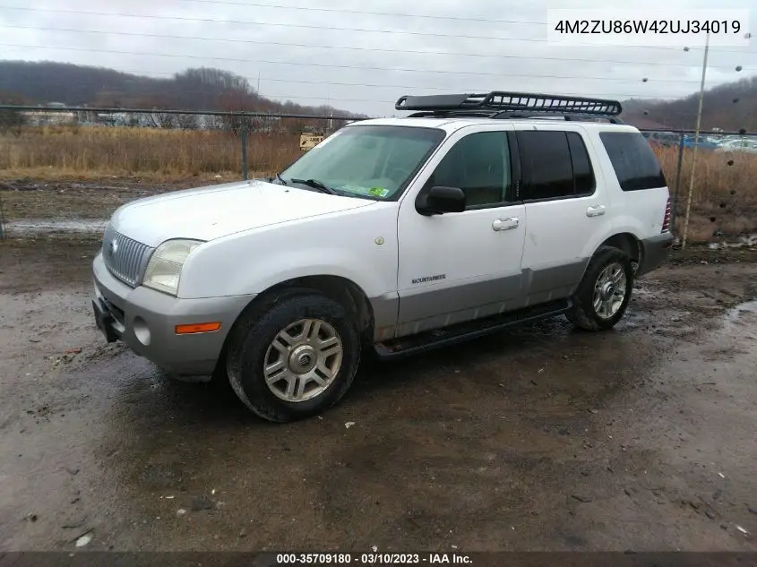 2002 Mercury Mountaineer VIN: 4M2ZU86W42UJ34019 Lot: 35709180