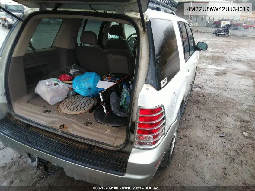 2002 Mercury Mountaineer VIN: 4M2ZU86W42UJ34019 Lot: 35709180