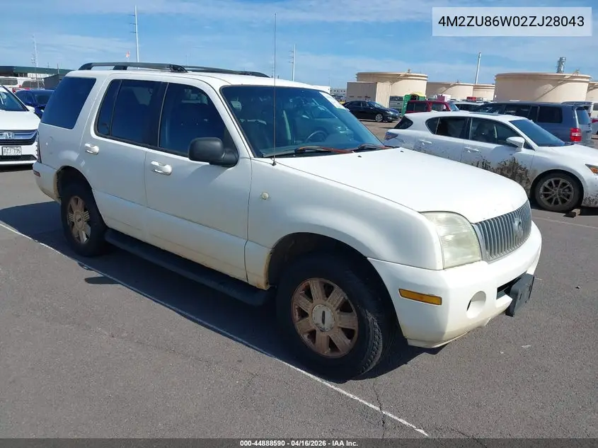 2002 Mercury Mountaineer VIN: 4M2ZU86W02ZJ28043 Lot: 44888590