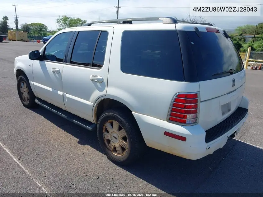 2002 Mercury Mountaineer VIN: 4M2ZU86W02ZJ28043 Lot: 44888590