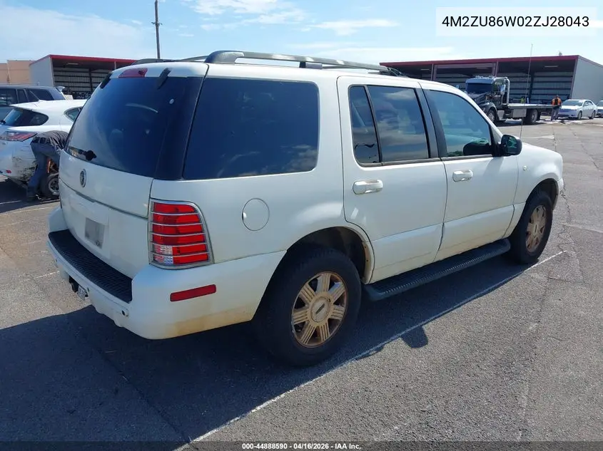 2002 Mercury Mountaineer VIN: 4M2ZU86W02ZJ28043 Lot: 44888590