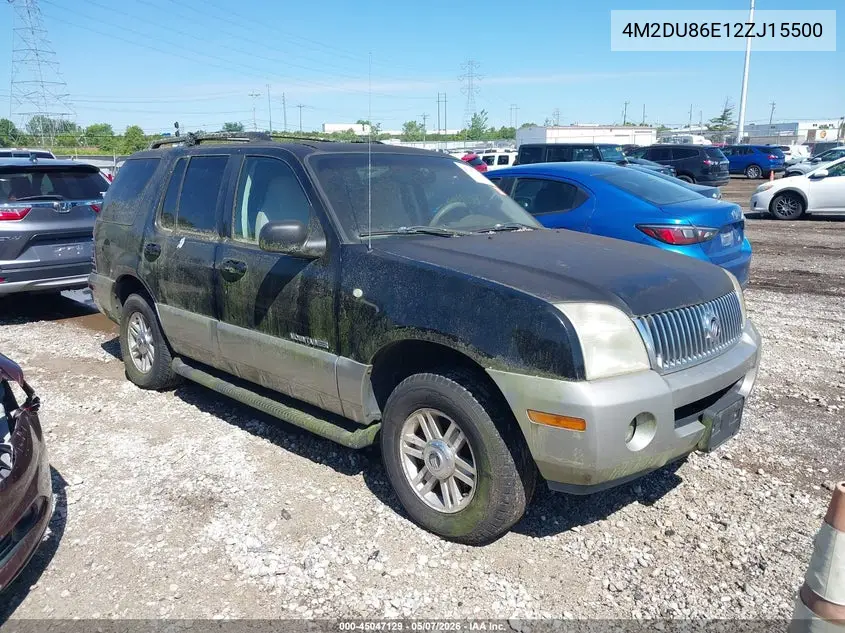 2002 Mercury Mountaineer VIN: 4M2DU86E12ZJ15500 Lot: 45047129