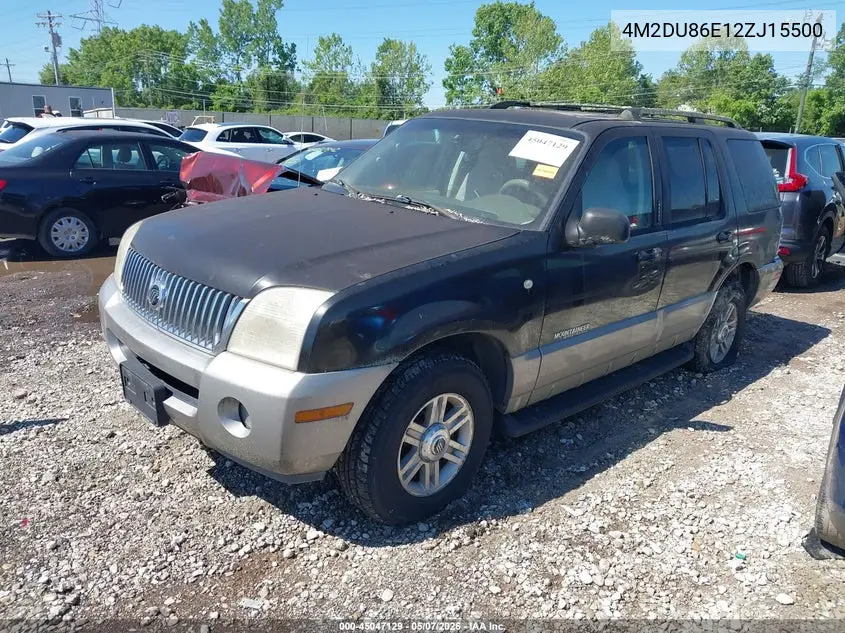 2002 Mercury Mountaineer VIN: 4M2DU86E12ZJ15500 Lot: 45047129