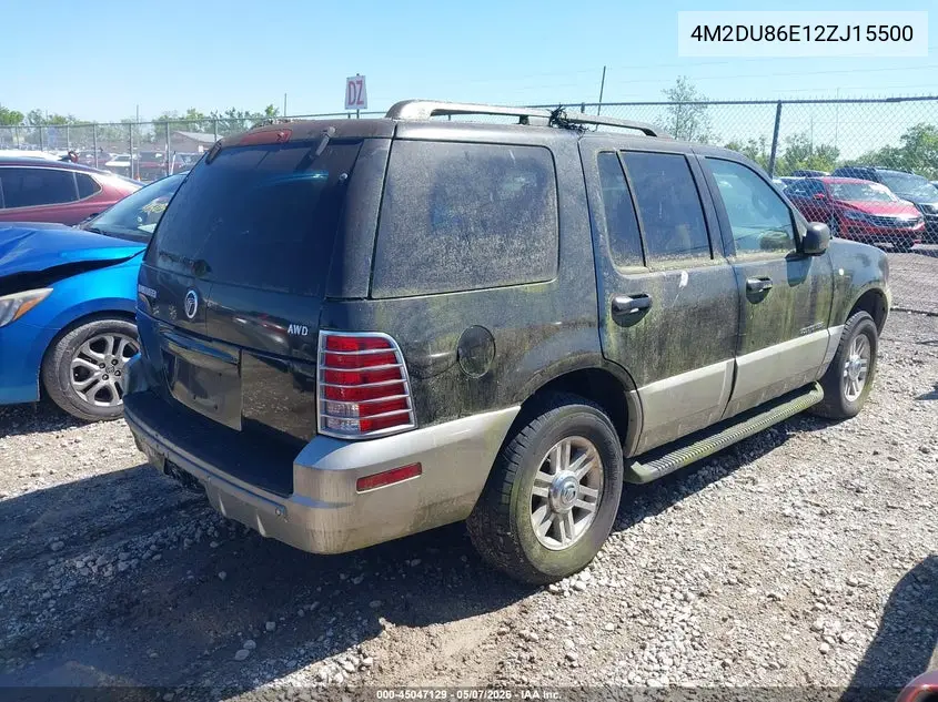 2002 Mercury Mountaineer VIN: 4M2DU86E12ZJ15500 Lot: 45047129