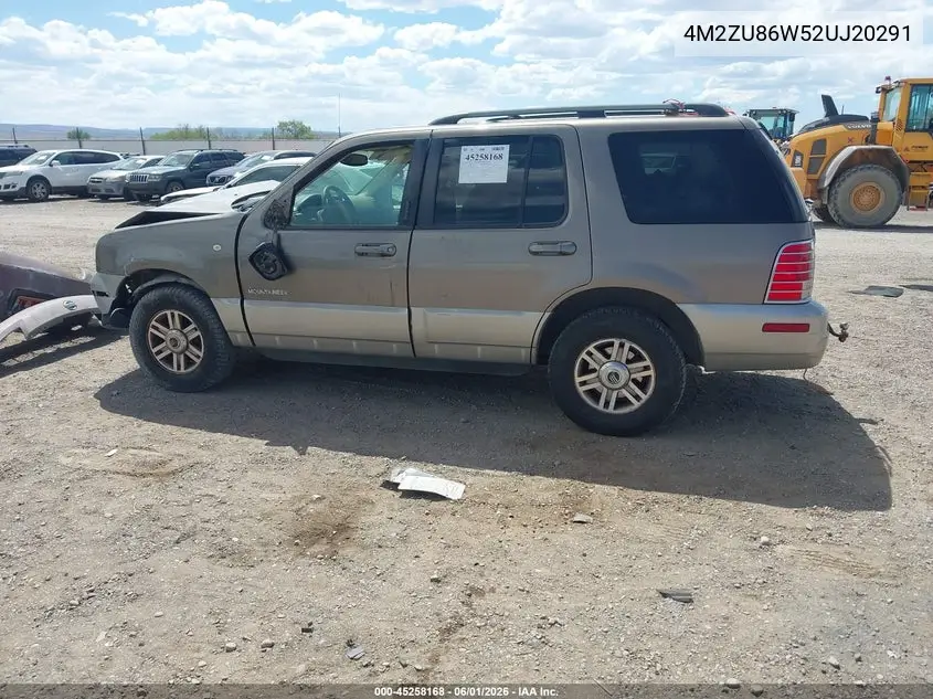 2002 Mercury Mountaineer VIN: 4M2ZU86W52UJ20291 Lot: 45258168