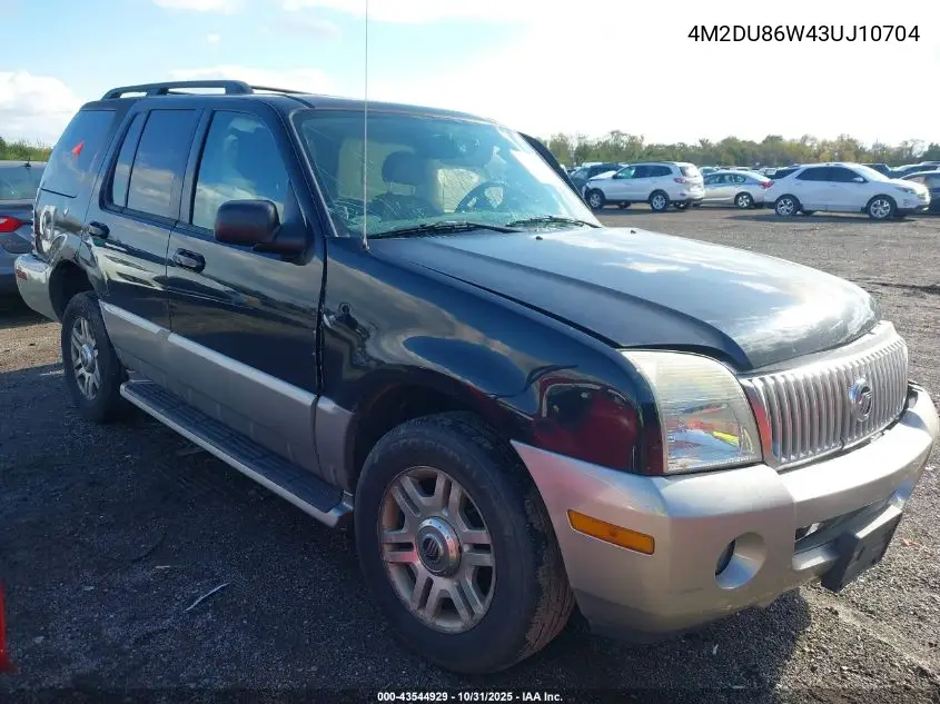 2003 Mercury Mountaineer VIN: 4M2DU86W43UJ10704 Lot: 43544929