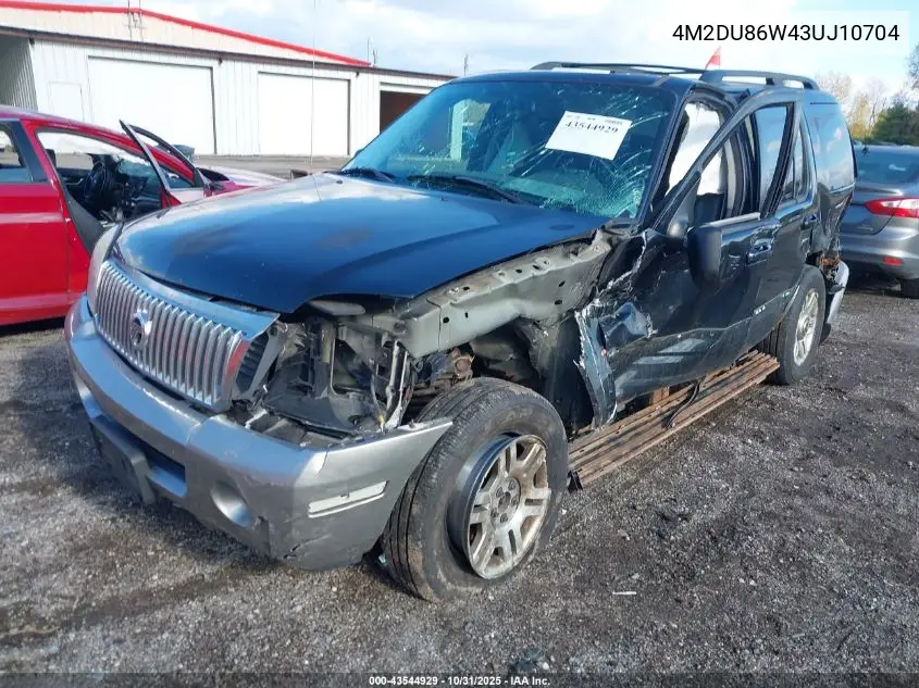 2003 Mercury Mountaineer VIN: 4M2DU86W43UJ10704 Lot: 43544929