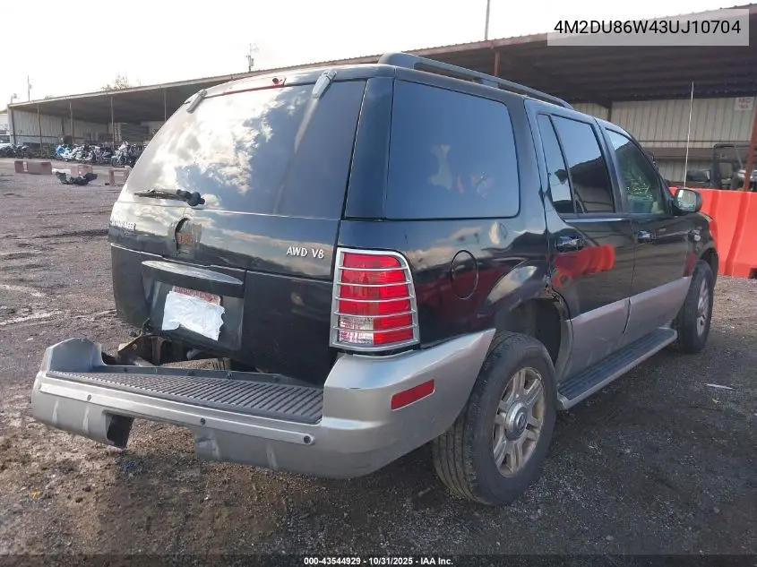 2003 Mercury Mountaineer VIN: 4M2DU86W43UJ10704 Lot: 43544929