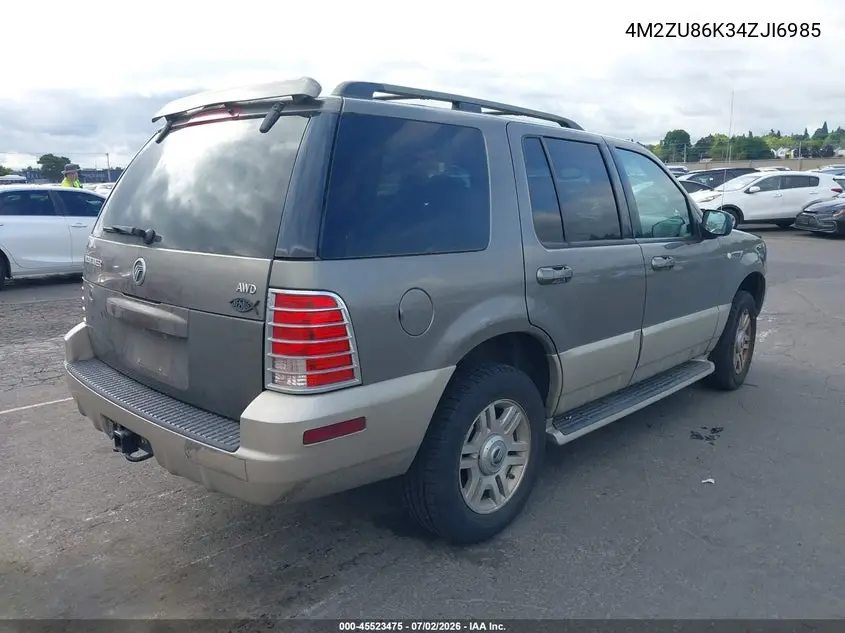 2004 Mercury Mountaineer VIN: 4M2ZU86K34ZJI6985 Lot: 45523475