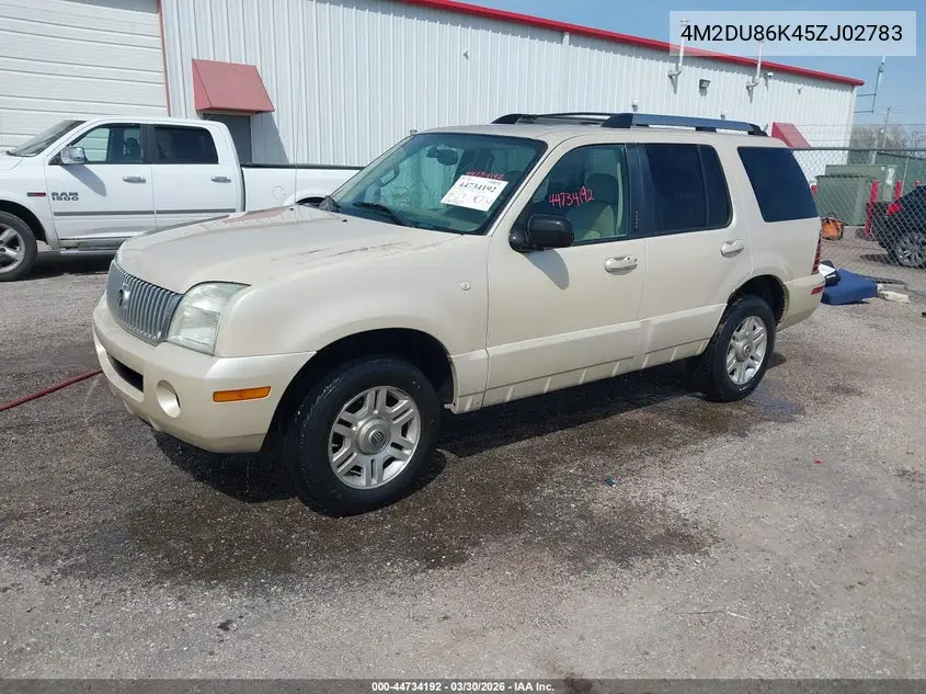 2005 Mercury Mountaineer VIN: 4M2DU86K45ZJ02783 Lot: 44734192