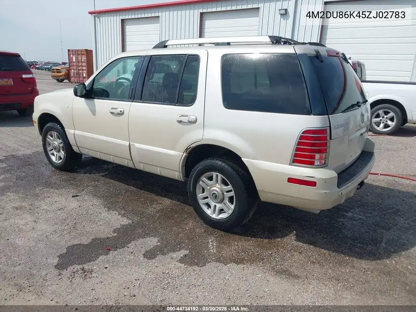 2005 Mercury Mountaineer VIN: 4M2DU86K45ZJ02783 Lot: 44734192