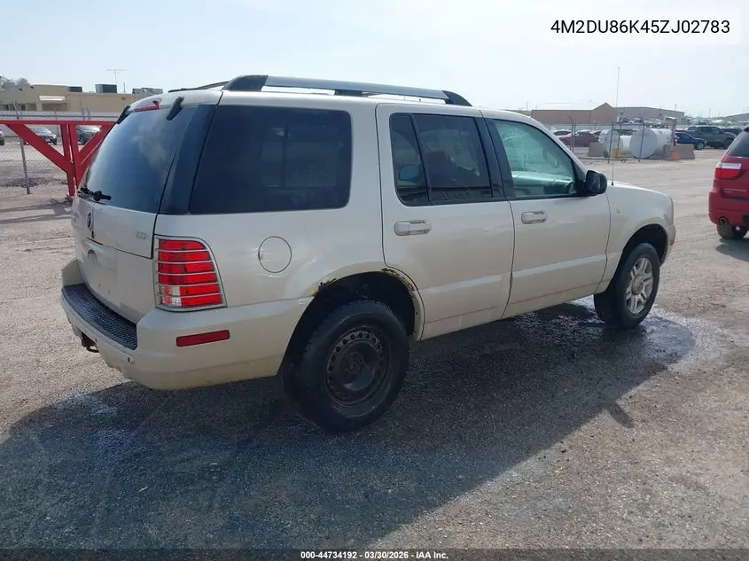 2005 Mercury Mountaineer VIN: 4M2DU86K45ZJ02783 Lot: 44734192